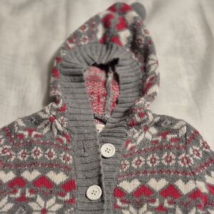Joe Fresh Gray and Red Kids Hooded Sweater Size 6-12 Months